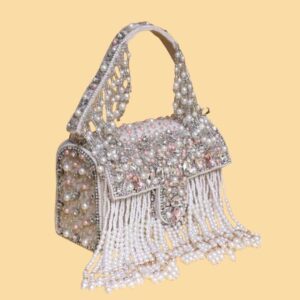 luxury pearl fringe handbag with crystal detailing for weddings
