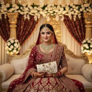 Designer Pearl Bridal Clutch Bag for Indian Wedding Bride Holding Purse