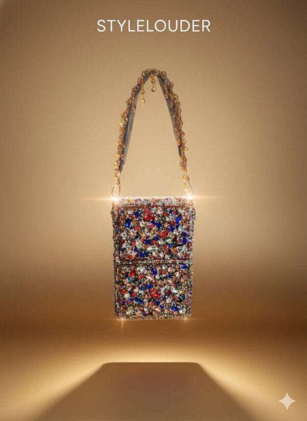 handcrafted beaded handbag– Designer Crystal Clutch for Women