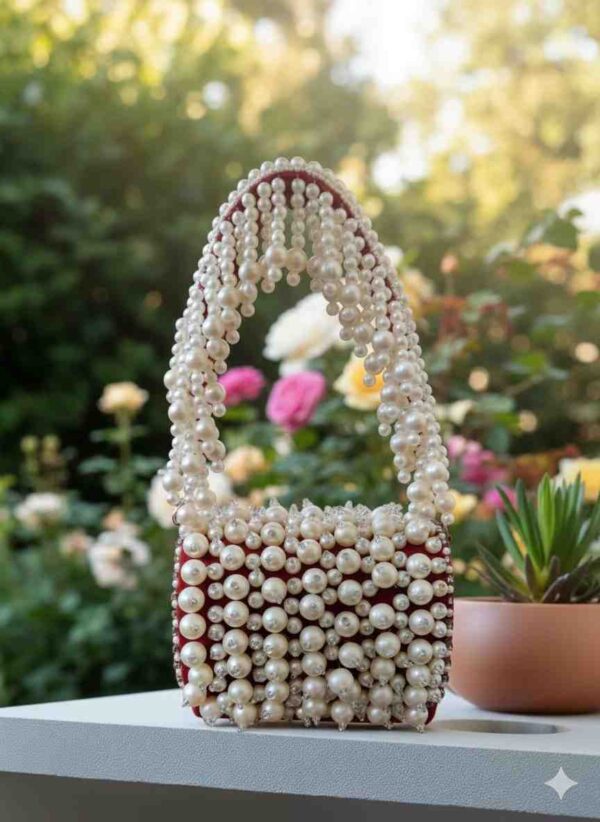 Luxury Handmade Pearl Beaded Handbag – Elegant Bridal & Party Purse for Women