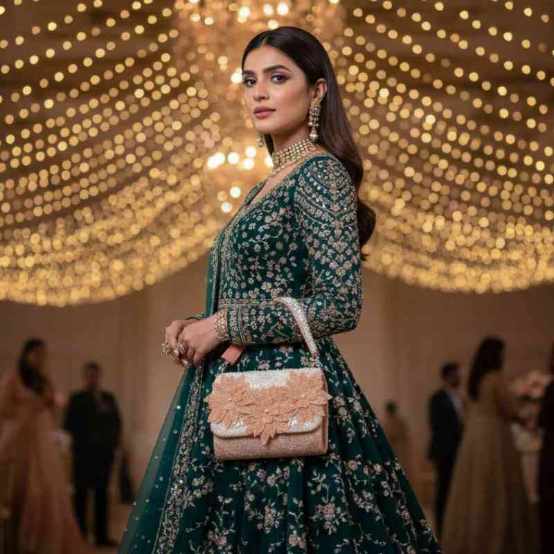 beaded pearl fringe clutch bag