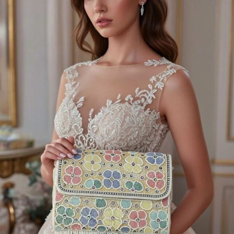 Luxury Beaded Floral Evening Bag for Party & Cocktail Looks - Image 3