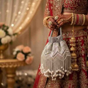 Designer bridal potli bag for Indian wedding bride