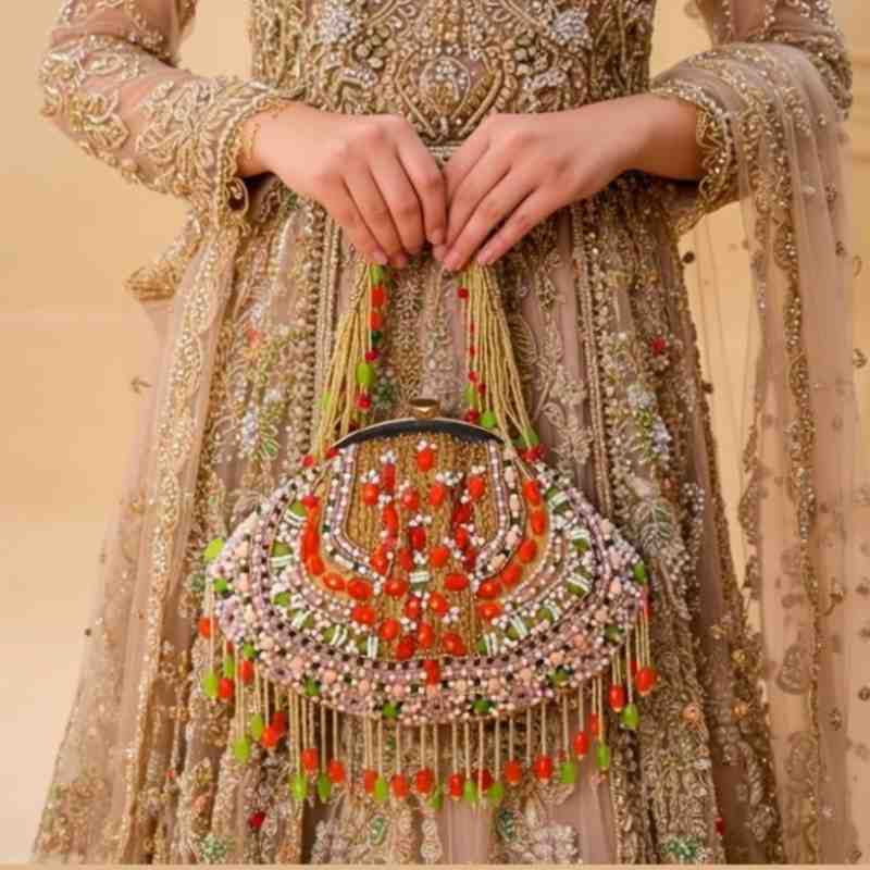 Luxury Beaded Bridal Bag for Reception – Elegant Wedding Party Clutch - Image 2