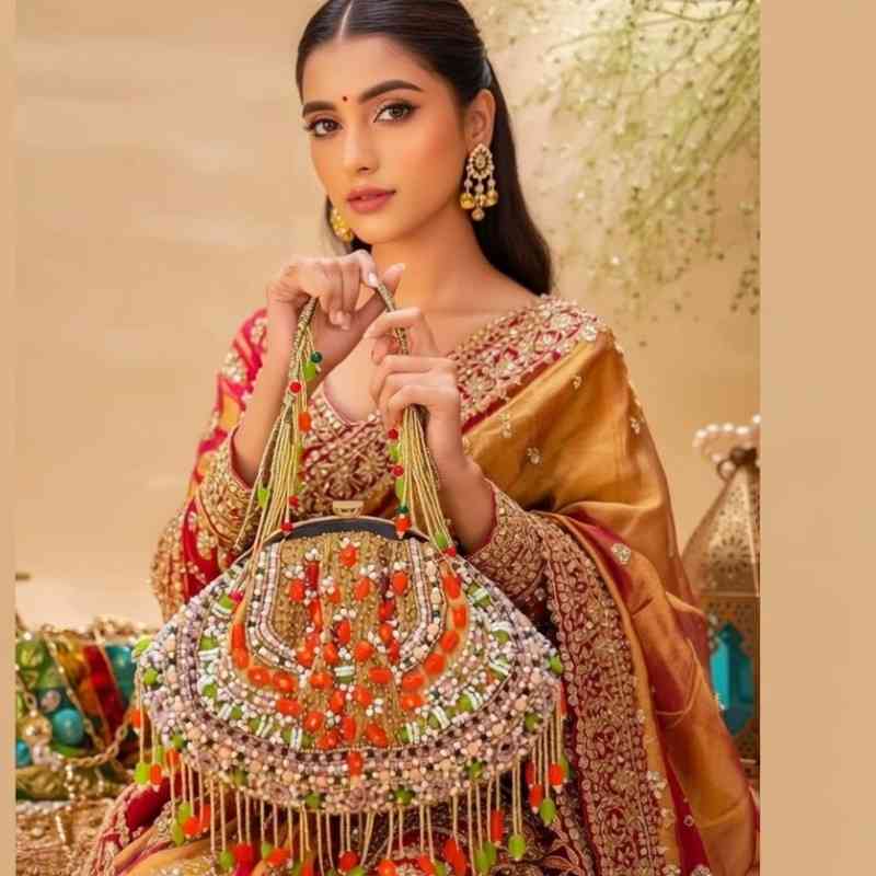 Luxury Beaded Bridal Bag for Reception – Elegant Wedding Party Clutch - Image 3