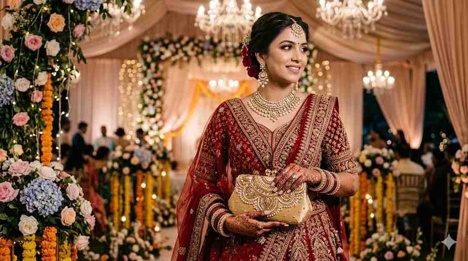 clutch for lehenga color guide for Indian wedding outfits